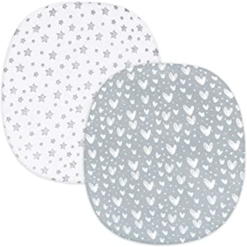 Bassinet Fitted Sheets Compatible with Graco Pack ‘n-Play Dome LX Bassinet(not playard), 2 Pack, 100% Jersey Knit Cotton Sheets, Grey Print for Baby