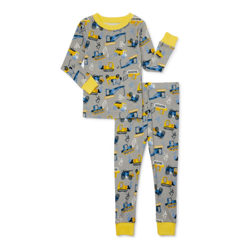 Wonder Nation Toddler Long-Sleeve Long Pants Snug-Fit Cotton Pajama Set, 2-Piece, Sizes 12M-5T