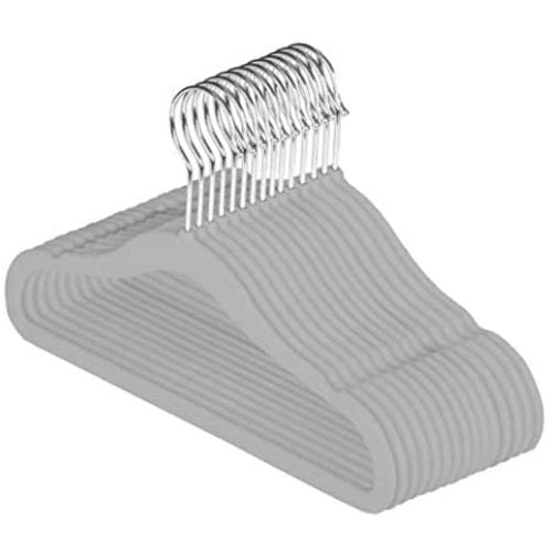 Baby Nest Designs Grey Baby Hangers for Matching Closet Dividers and Nursery Organizer 15x Velvet Hangers for Baby Clothe