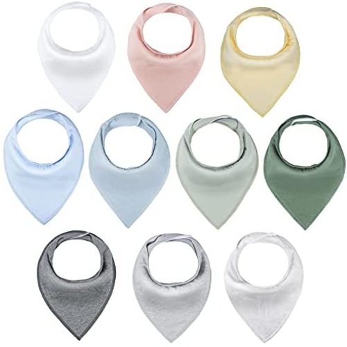Cherub Baby Bibs 10 Pack, Absorbent Drool Bandana Bibs for Newborns and Toddlers, Soft Organic Cotton Bib for Baby Boys and Girls