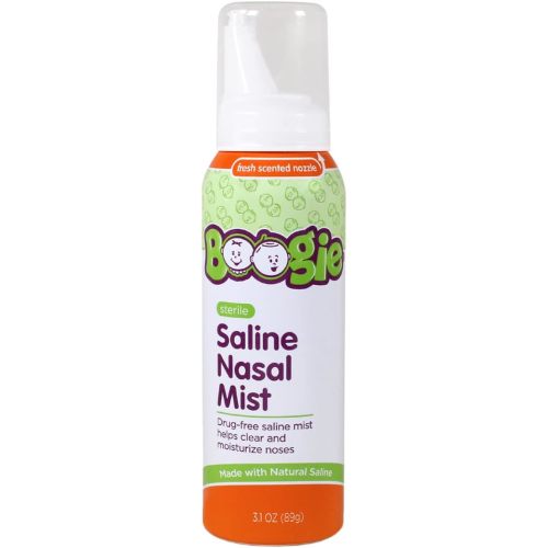 Boogie Baby Saline Nasal Spray Mist, Allergy Relief, Nasal Decongestant, FSA/HSA Eligible, Made with Natural Saline, Fresh Scent, 3.1 Ounce (Pack of 1)