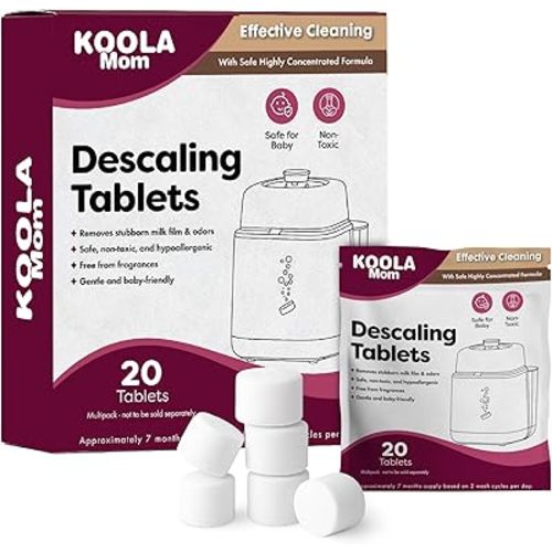 Descaling Tablets for Bottle Washer & Warmers - Descaler for Milk & Limescale Removal - Compatible with Momcozy, Baby Brezza & GROWNSY 20 Count
