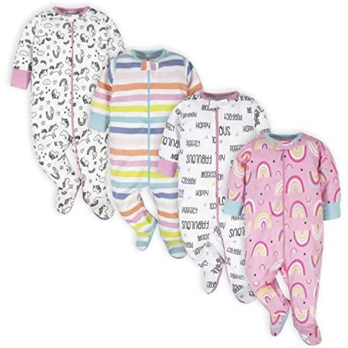 Onesies Brand baby-girls 4-pack Sleep 'N Play Footies Multi Pack