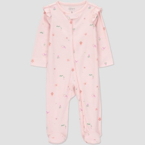 Carter's Just One You®️ Baby Girls' Sleep N' Play - Light Pink 6M: Cotton-Polyester Blend, Snug Fit, Two-Way Zipper, Bird Pattern