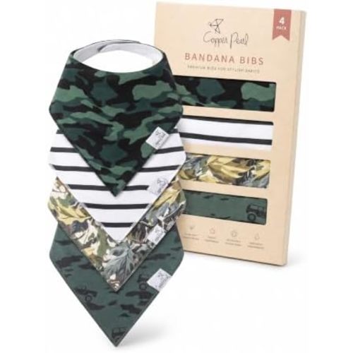 Copper Pearl Baby Bibs 4 Pack, Printed Bandana Drool Bibs for Baby Girl & Boy, Soft Cotton Drooling Teething Bibs