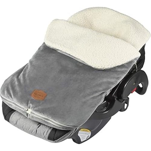 JJ Cole Bundle Me Winter Baby Car Seat Cover and Bunting Bag — Original — Graphite Gray — Sherpa Lined Baby Carrier Cover — Winter Baby Essentials