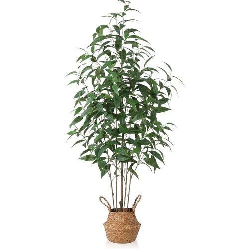 Ferrgoal Artificial Eucalyptus Tree, 55 Inch Tree Fake Plant in Pot for Home and Office Decor, Potted Faux Plants Tall Artificial Trees for Indoor, Outdoor, Lifelike Home Decoration