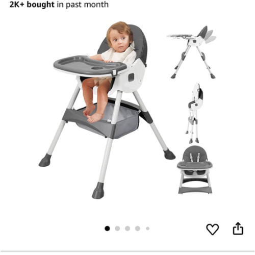 Baby High Chair, 6 in 1 Convertible High Chairs for Babies and Toddlers with 5-Point Safety Harness,Foldable High Chair for Space-Saving, Adjustable Dining Tray,Backrest & Height,Easy to Clean Surface