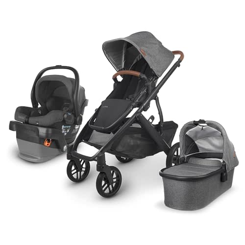 UPPAbaby Travel System, Includes Vista V2 Stroller + Mesa V2 Car Seat Combo/Bassinet, Toddler Seat, Rain Shield, Storage Bag, Car Seat, Base + Robust Infant Insert Included/Greyson (Charcoal Mélange)