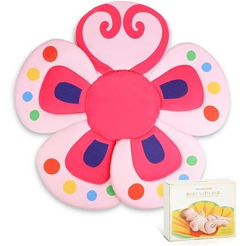 Baby Bath Flower for Sink, Non-Slip Flower Bathtub for Infants 0-6 Months, Soft Baby Sink Bath Cushion for Babies Bath Time, Newborns Bath Essentials Must Haves-Butterfly