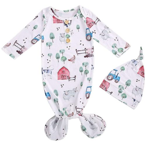 CIYCUIT Knotted Baby Gowns Newborn Coming Home from Hospital Outfit