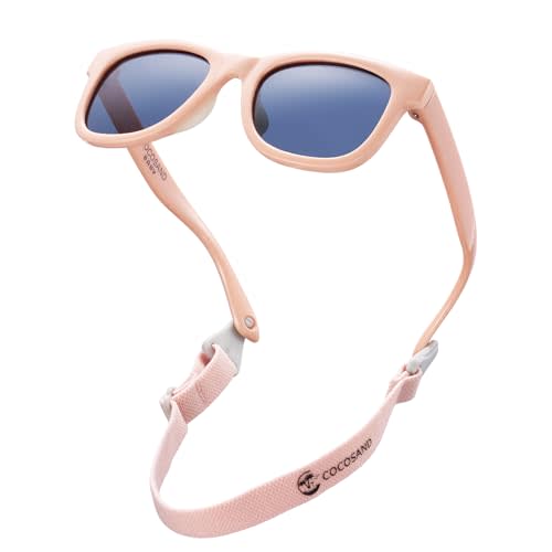 COCOSAND Flexible Baby Sunglasses with Strap Polarized UV Protection for Toddler Infant Newborn Boy Girl Age 0-24 Months