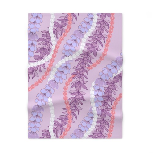 Lavender Puakenikeni Baby Blanket | Hawaiian Flower Pattern, Soft Fleece