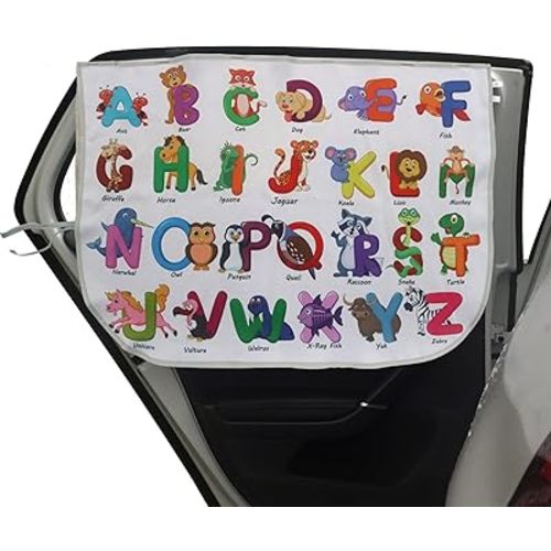 Car Window Shades for Side Windows Baby and Kids,Car Back Window Sun Shade Covers,Strong Magnetic Sunshades Curtains for Truck,27.5" x 19.5" (Animal Alphabet)
