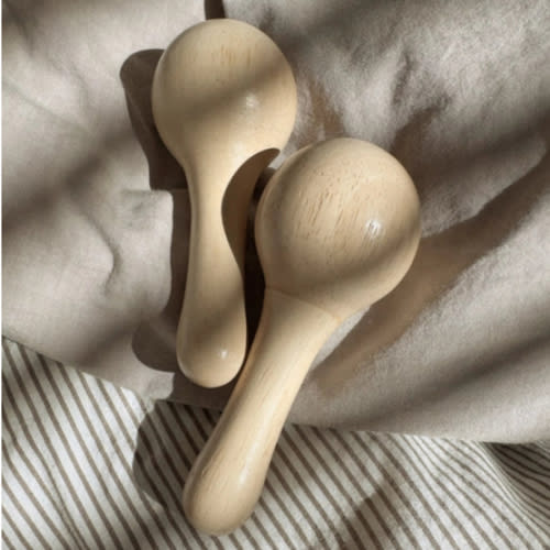 2 Pcs Petit Baby Wooden Maracas