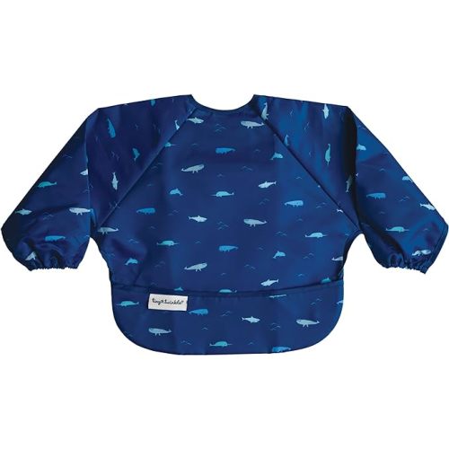 Tiny Twinkle Mess Proof Baby Bib, Full Sleeve Bib Outfit, Waterproof Bib for Toddlers, Machine Washable, Tug Proof Closure - Small 6-24 Months - Ocean Life