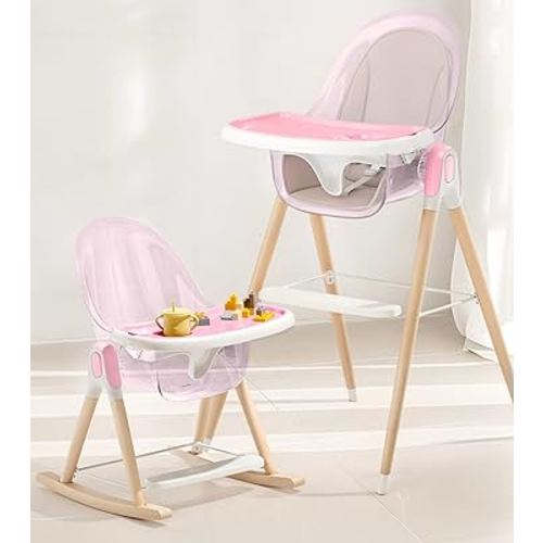 7-in-1 Convertible Baby High Chair, High Chairs for Babies and Toddlers with Removable Cushion and Double Tray, Reclining Seat, Compact and Portable Highchair, Easy to Clean