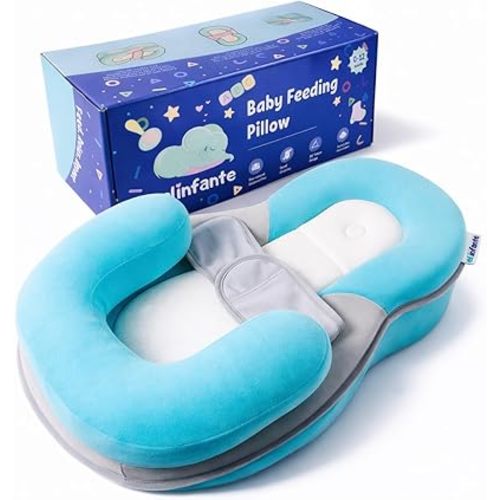 El Infante Baby Feeding Pillow for Newborn Reflux Relief - Safety Nursing Pillow, Anti Colic Wedge, Elevated Infant Pillow for Acid Reflux, Breastfeeding Pillow, Baby Lounger Pillow & Bottle Support