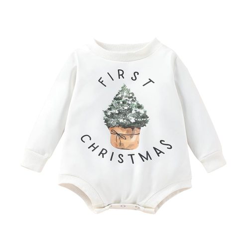 FYBITBO My First Christmas Baby Girl Boy Outfit Sweatshirt Romper Sweater Onesie Long Sleeve Bodysuit Fall Clothes