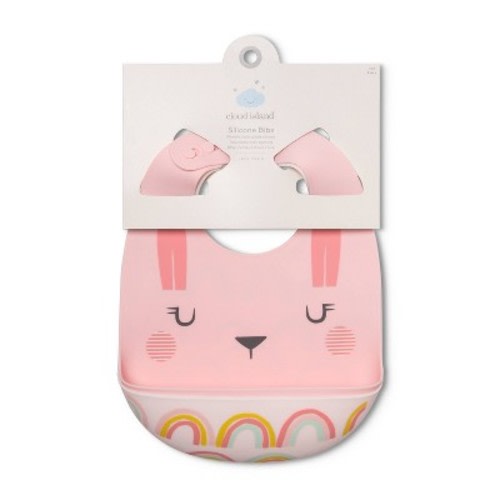 Silicone Bib with Decal - Cloud Island™ Rabbit/Rainbow