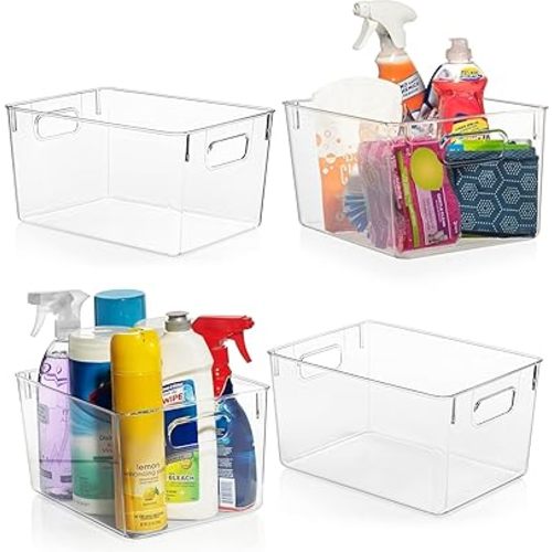 ClearSpace Clear Plastic Storage Bins – Pantry Organizers & Storage Containers, Cabinet Organizer - Home Organization Must Haves for Kitchen, Laundry Room, Office, Closet, Garage & Freezer
