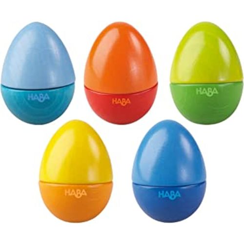 HABA Musical Eggs - 5 Wooden Eggs with Acoustic Sounds (Made in Germany)