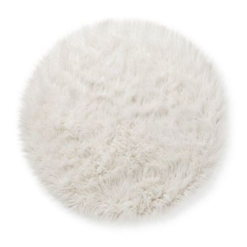 3' Faux Fur Round Kids' Rug White - Pillowfort™