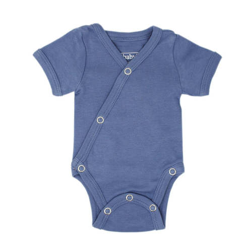 Organic Short-Sleeve Kimono Bodysuit in Slate – L'ovedbaby
