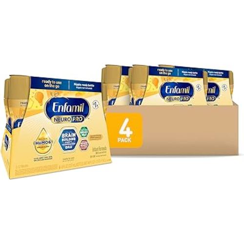 Enfamil NeuroPro Ready to Feed Baby Formula, Ready to Use, Brain and Immune Support with DHA, Iron and Prebiotics, Non-GMO, 8 Fl Oz, 4 Count (Pack of 6), Total 24 bottles