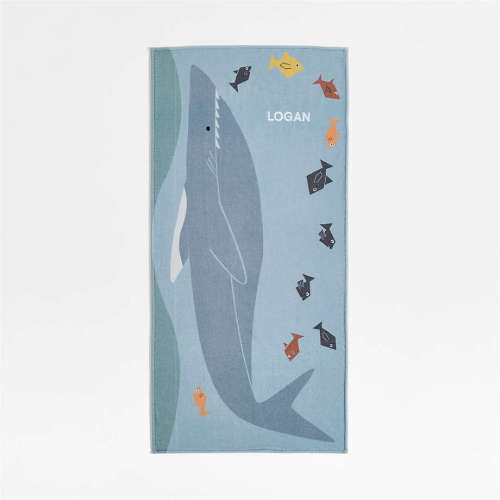 Personalized Shark Printed Organic Cotton Kid Beach Towel