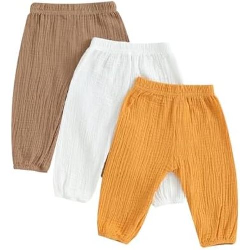 3 Pack Toddler Baby Boy Girl Solid Color Shorts Elastic Waist Casual Short Trousers Spring Summer Fall Short Pants