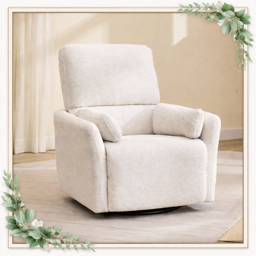 Latitude Run® 36'' Wide Modern And Soft Touch Suede Polyester Swivel And Glider Power Recliner Chair With USB Charging | Wayfair