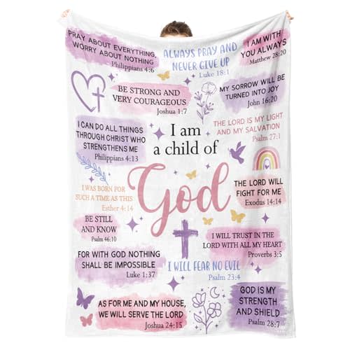Baptism Gifts for Girl, I Am a Child of God Blanket, Teen Girl Gifts Trendy Stuff, Christian Birthday Gifts for Teen Girls, Women Confirmation & First Communion Gifts for Girls(50 * 60)