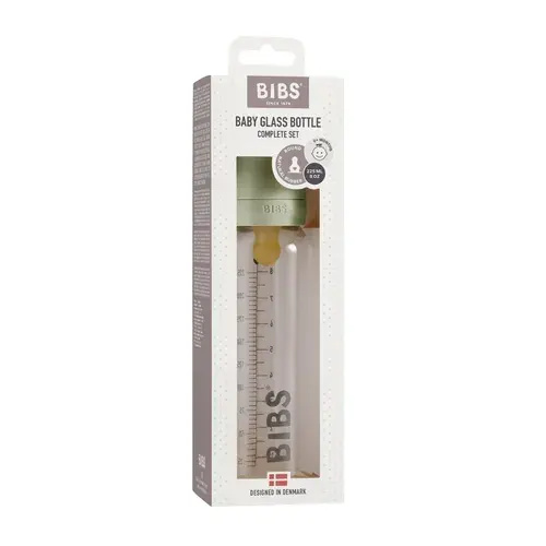 Bibs Glass Bottle 225ML - Sage | Baby Bunting AU