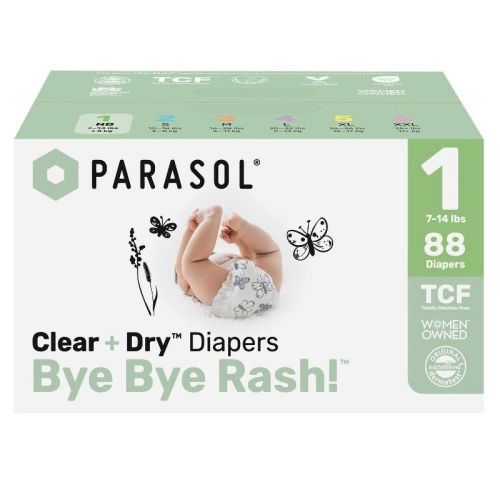 Parasol Clear+dry Natural Disposable Diapers - Size 1 - 88ct