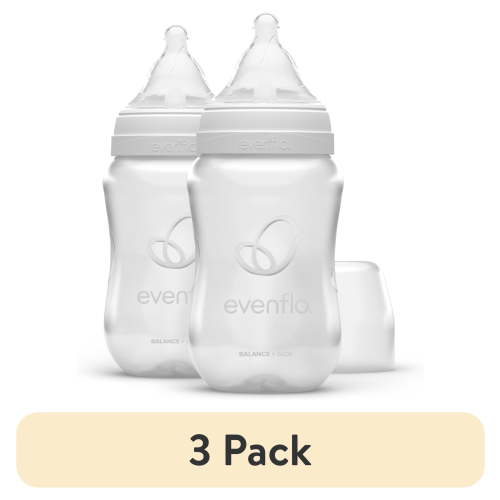 (3 pack) Evenflo Balance Wide Baby Bottles, Platinum White Color 9oz 2 Count