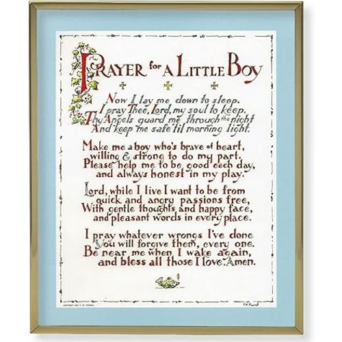 A Prayer for a Little Boy Plaque, 8"x10" Print on MDF Woodboard, Italian Print on Artboard