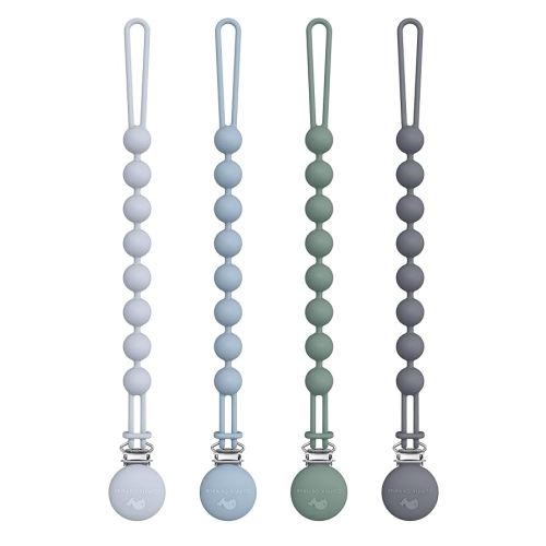 Cuddle Campus Silicone Pacifier Clip Holder with One Piece Design, Pack of 4 Soft Flexible Binky Clips with Texture for Baby Boy and Girl