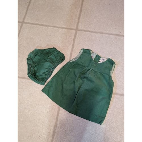 vtg osh kosh 2 pc girls corduroy jumper Green dress Set Size 6 Months