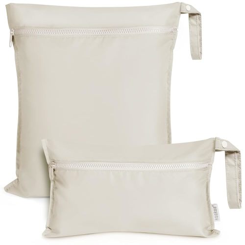 Waterproof Wet Bags for Baby, Swimsuit & Travel, 2pcs, Beige