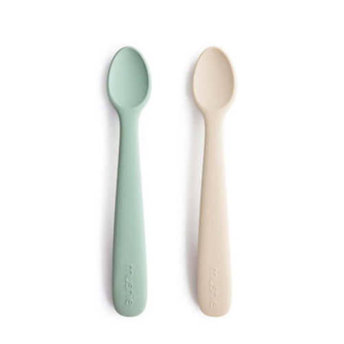 Baby Silicone Feeding Spoons (Blush/Shifting Sand) 2-Pack – Mushie