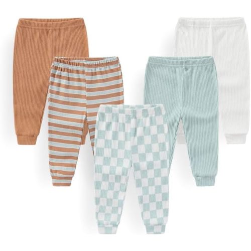 Unisex Baby Boy Girl Pants Sets Cotton Soft Infants Bottoms Casual 5 Pack 0-12 Month Babies' Leggings