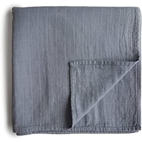mushie Muslin Baby Swaddle Blanket | 100% Organic Cotton (Tradewinds)