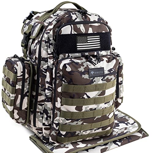 Dinictis Dad Diaper Bag, Mens Diaper Bag Backpack with Diaper Changing Mat, Military Diaper Backpack