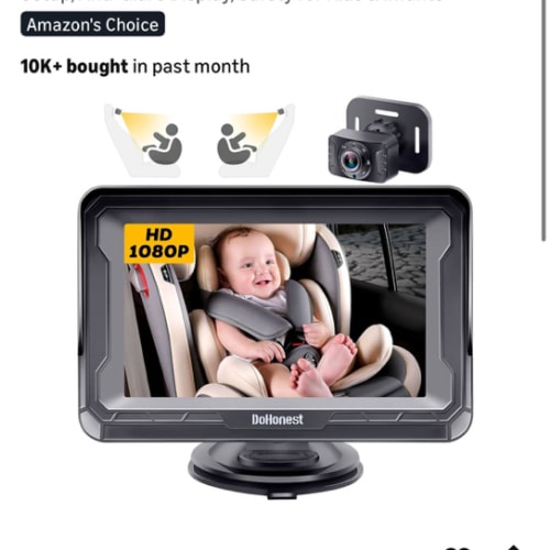 DoHonest Baby Car Camera HD 1080P - Rear-Facing Car Baby Monitor with Night Vision, Adjustable View Angle, Easy Setup, Anti-Glare Display, Safety for Kids & Infants