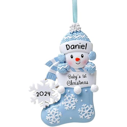 2024 Baby 1st Christmas Personalized Ornament, Baby Boy Blue Ornament, Babys First Christmas Ornament(Blue)
