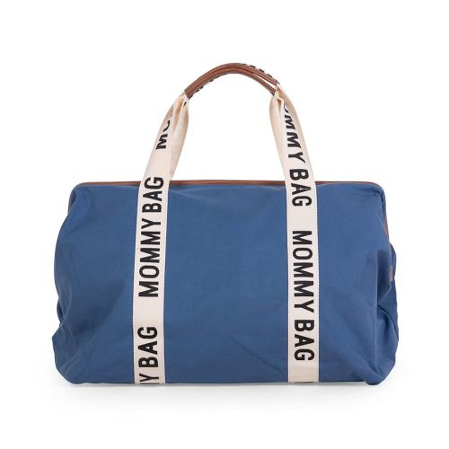 Childhome Signature Mommy Bag, Sporty Diaper Bag, Water Repellent Tote Bag, Large Diaper Bag, Baby Essentials Travel Bag, Hospital Bag for Labor and Delivery (Indigo)