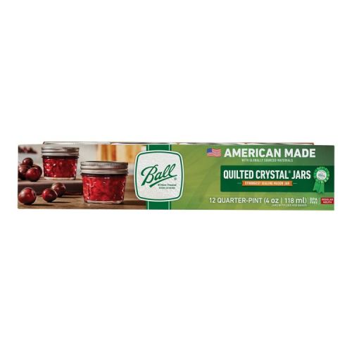 Ball 4oz 12pk Glass Regular Mouth Quilted Mason Jar with Lid and Band