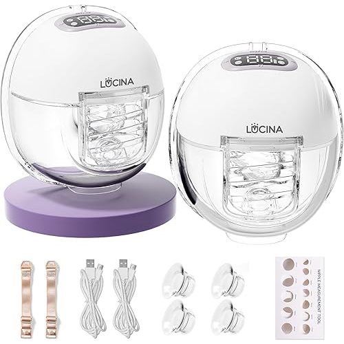 Breast Pump Hands Free, Wearable Breastfeeding Pump with 4 Modes & 9 Levels, Portable Electric Breast Pump, Strong Suction, Discreet & Smart Display, 19/21/24mm Insert/Flange, 2 Pack