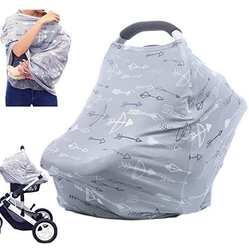 Breastfeeding Nursing Cover Carseat Canopy - Multi Use Car Seat Covers for Babies, Infant Stroller Cover, Nursing Scarf, Baby Shower Gifts for Boys and Girls
